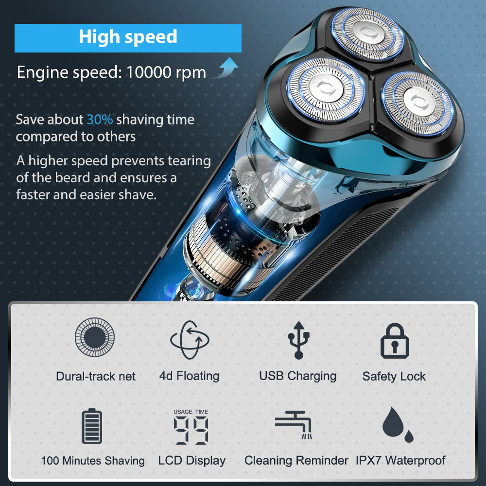 Amurhey FK375S Men's Shaver Pro: Wet and dry shave including FREE storage box & 3 replacement blades